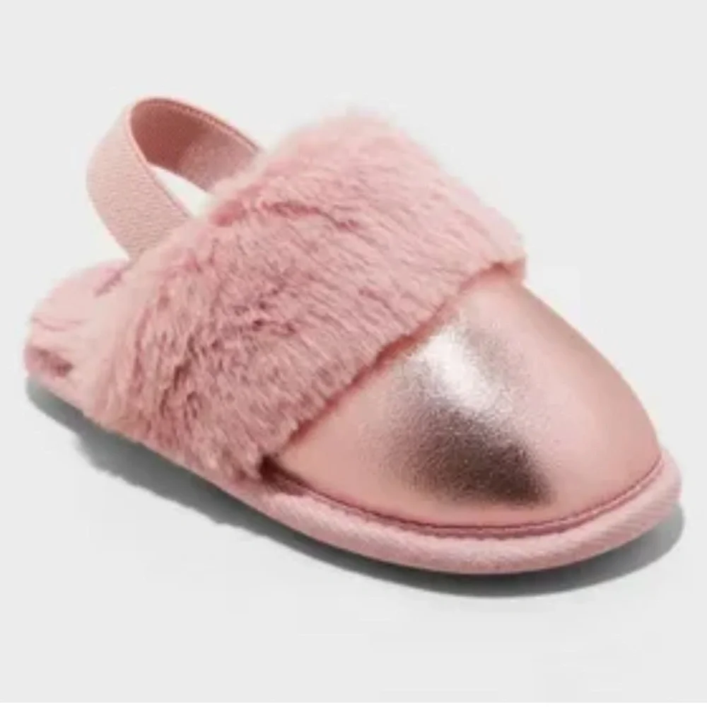 Cat & Jack Toddler Lila Metallic Scuff Slippers NWT